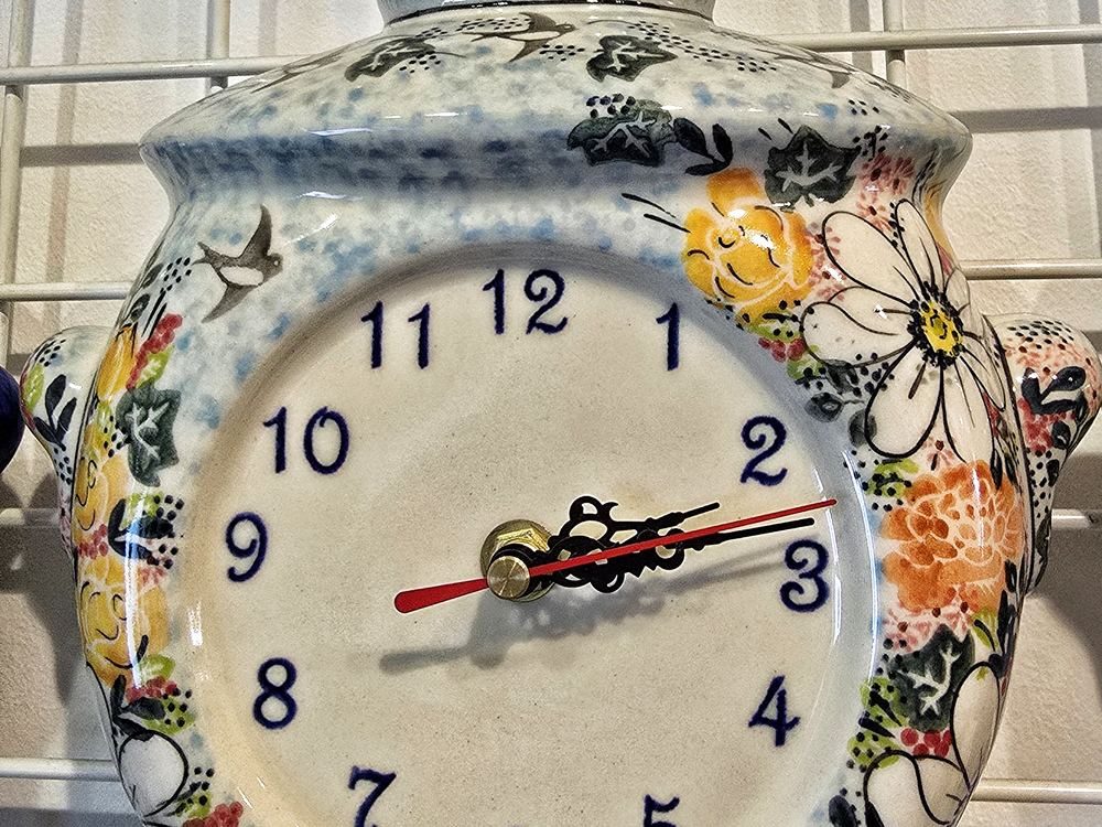 Hand-painted ceramic wall clock